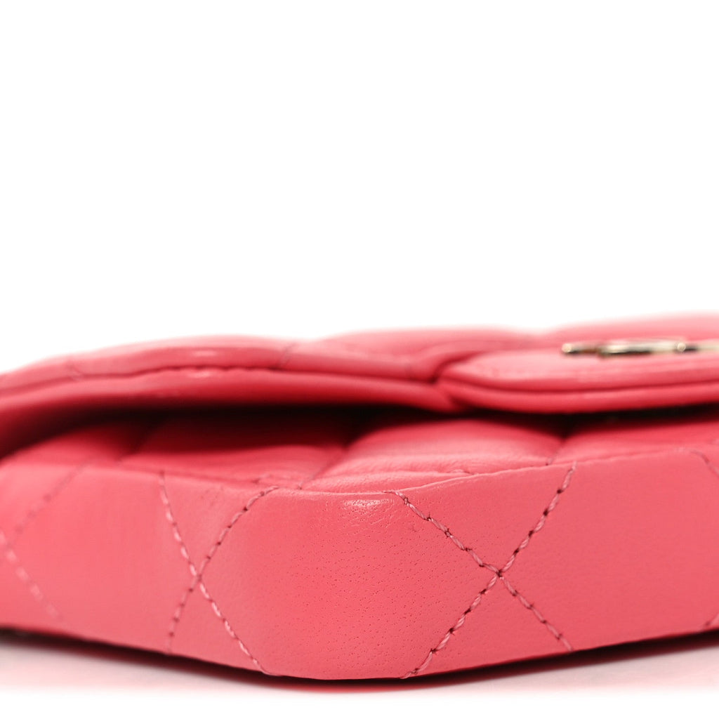 Lambskin Quilted Mini Chain Belt Bag Pink
