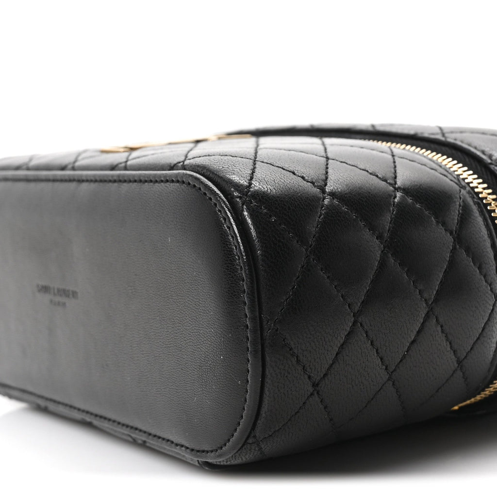 Lambskin Quilted Mini Gaby Vanity Case Black