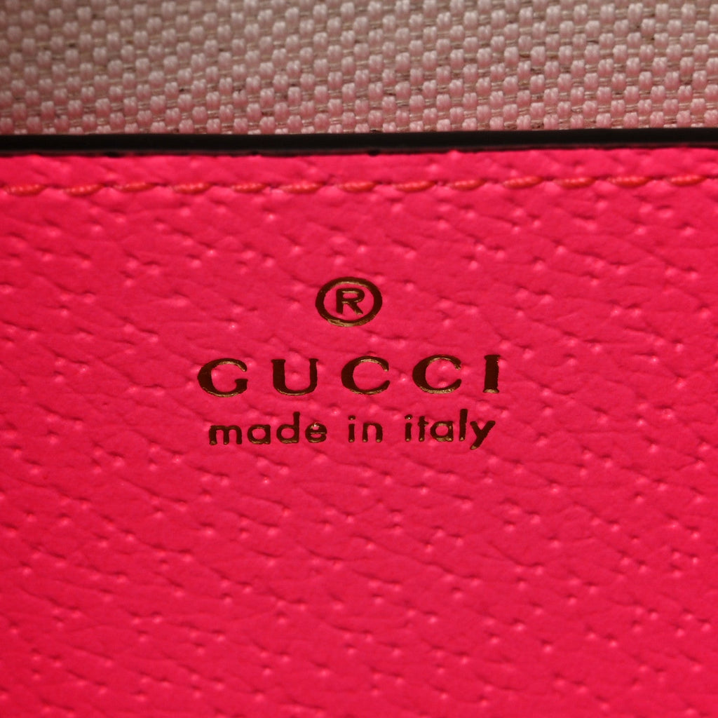 GG Supreme Monogram Textured Dollar Calfskin Web Ophidia Small Crossbody Bag Beige Ebony Fuchsia