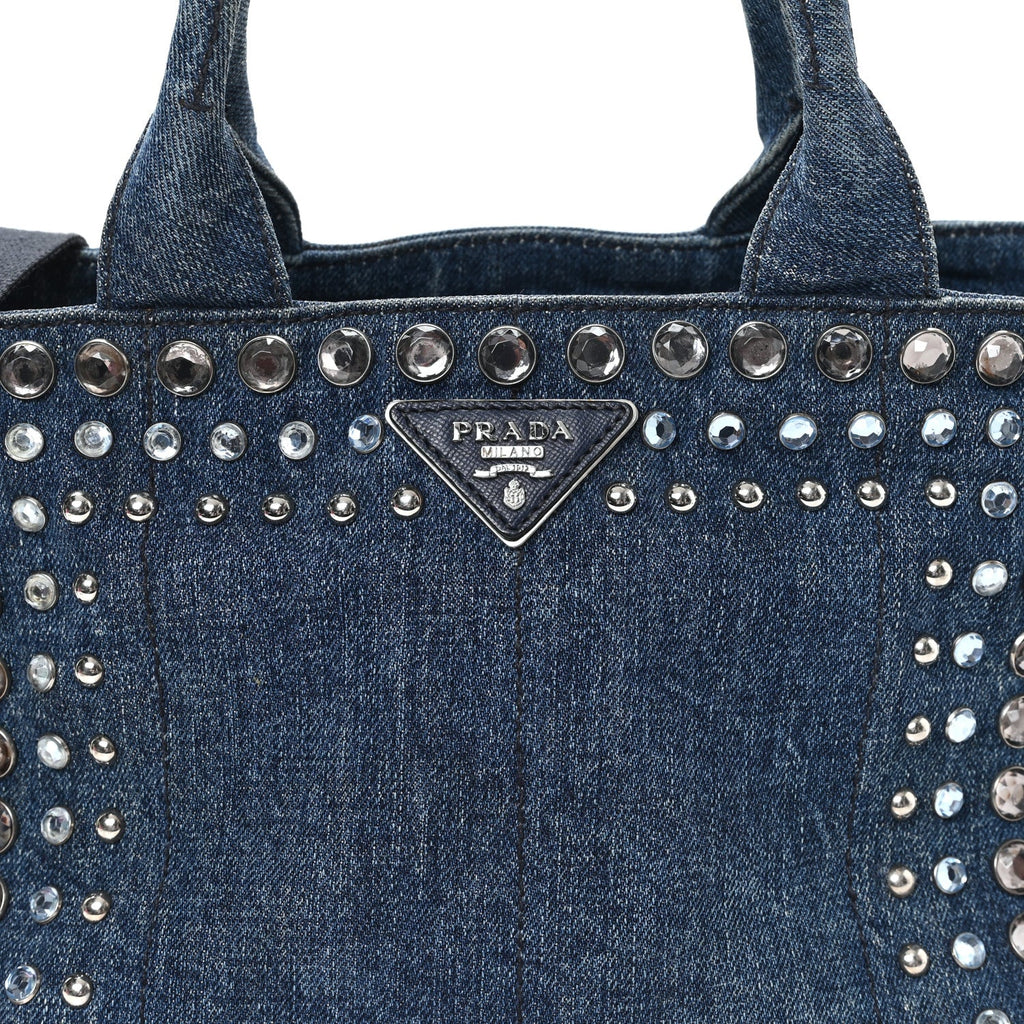 Canapa Denim Crystal Studded Tote Blue