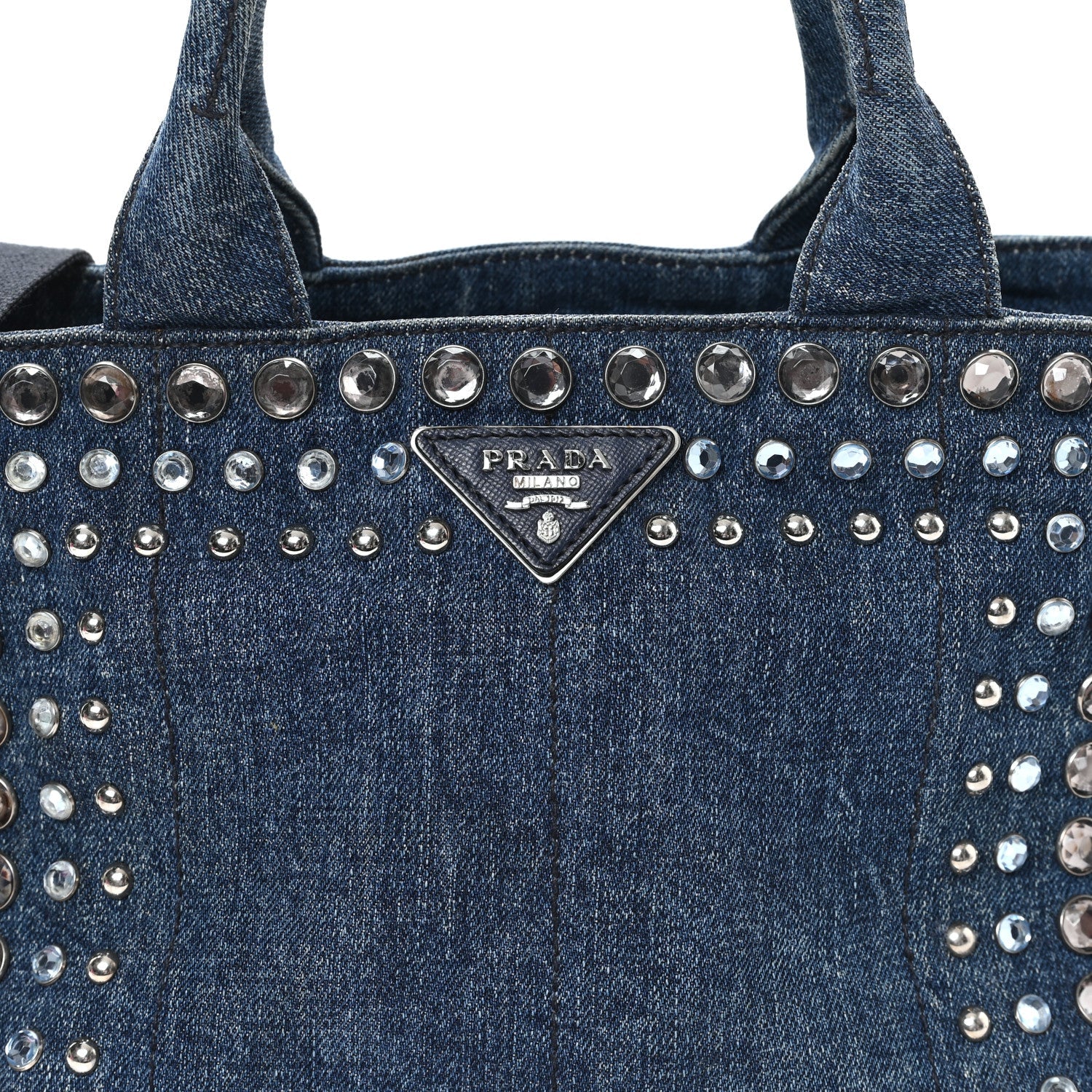Canapa Denim Crystal Studded Tote Blue