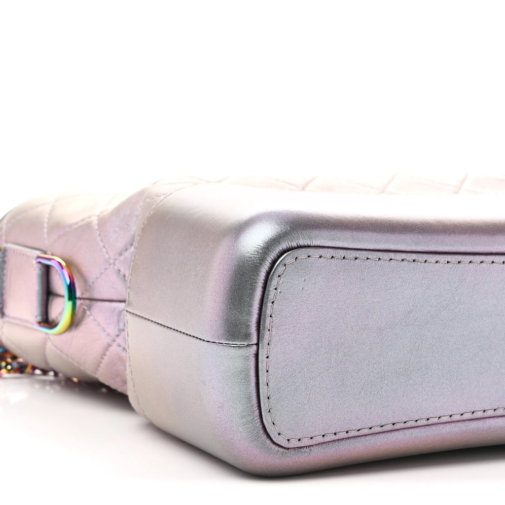 Iridescent Lambskin Calfskin Quilted Medium Gabrielle Hobo Light Purple