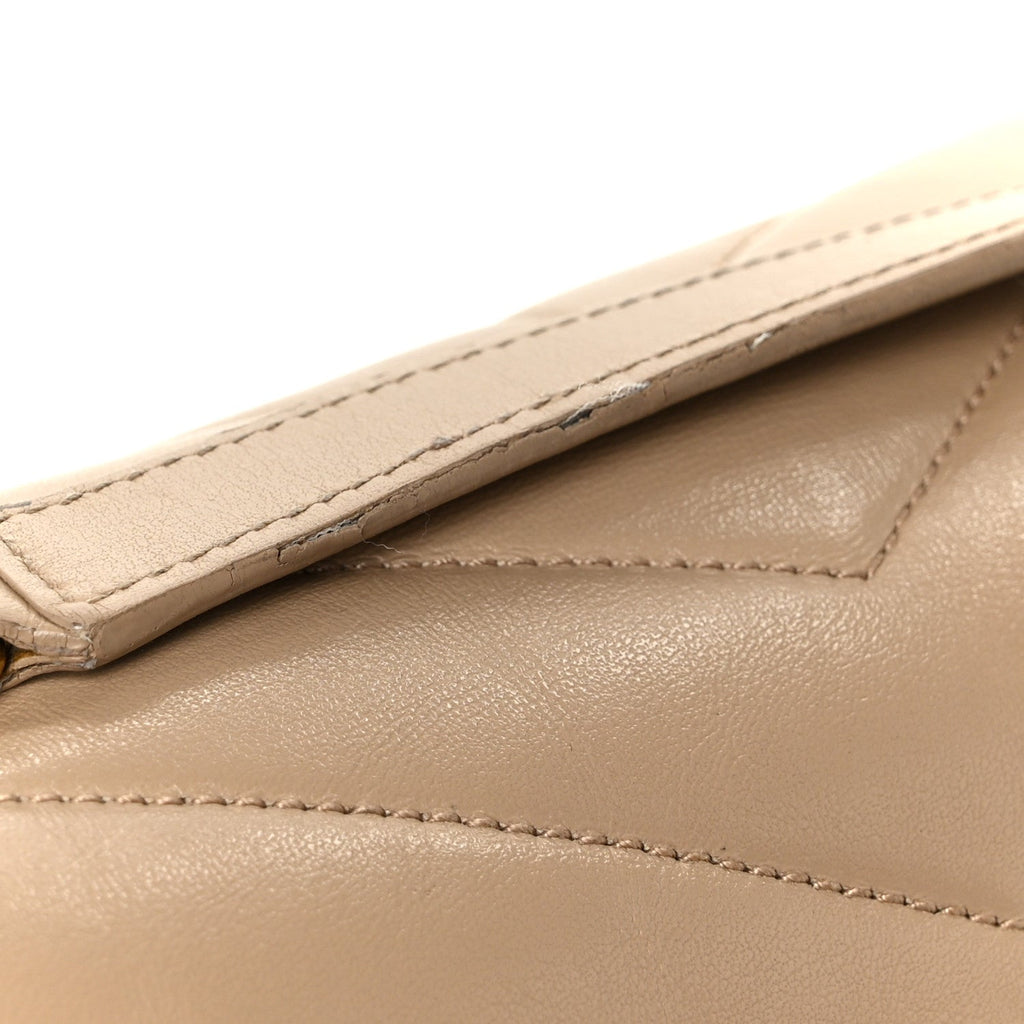Calfskin Y Quilted Monogram Medium Loulou Chain Satchel Dark Beige