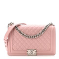 Calfskin Quilted Medium Boy Flap Light Pink