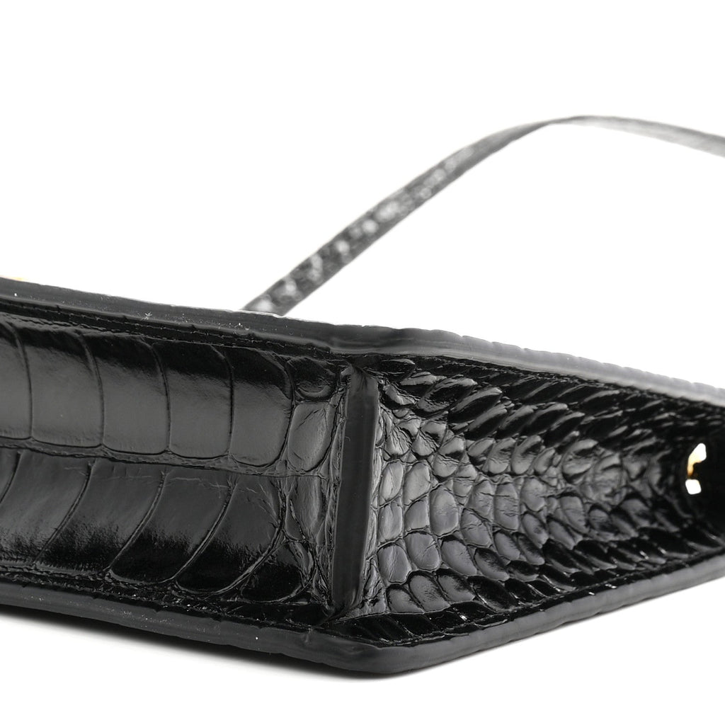 Calfskin Alligator Embossed Mini TB Shoulder Bag Black