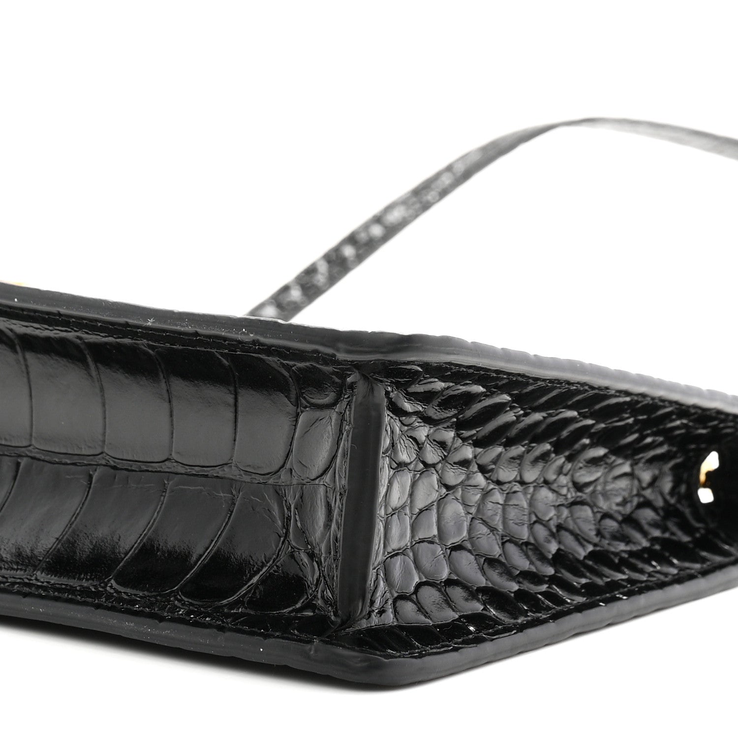 Calfskin Alligator Embossed Mini TB Shoulder Bag Black