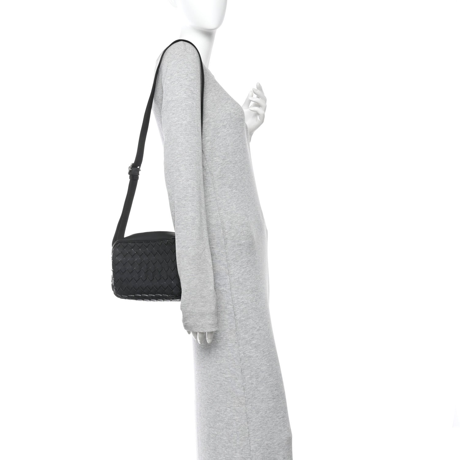 Nappa Intrecciato Small Classic Camera Bag Black