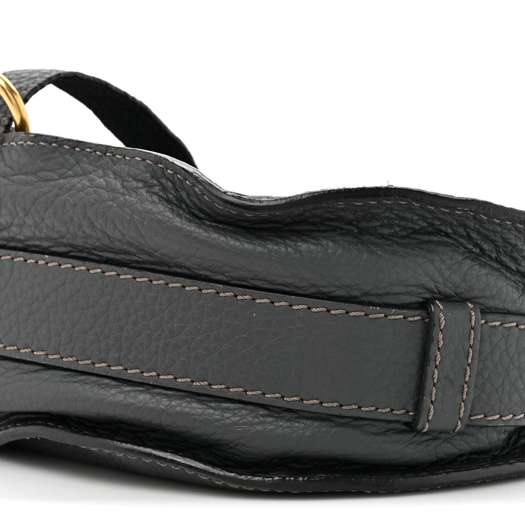 Grained Calfskin Medium Marcie Saddle Bag Iron Grey