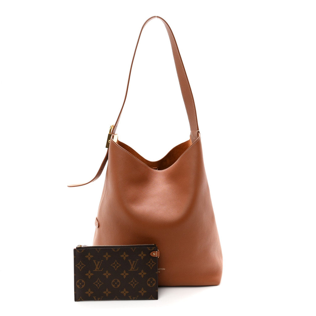 Grained Calfskin Low Key Hobo MM Cognac
