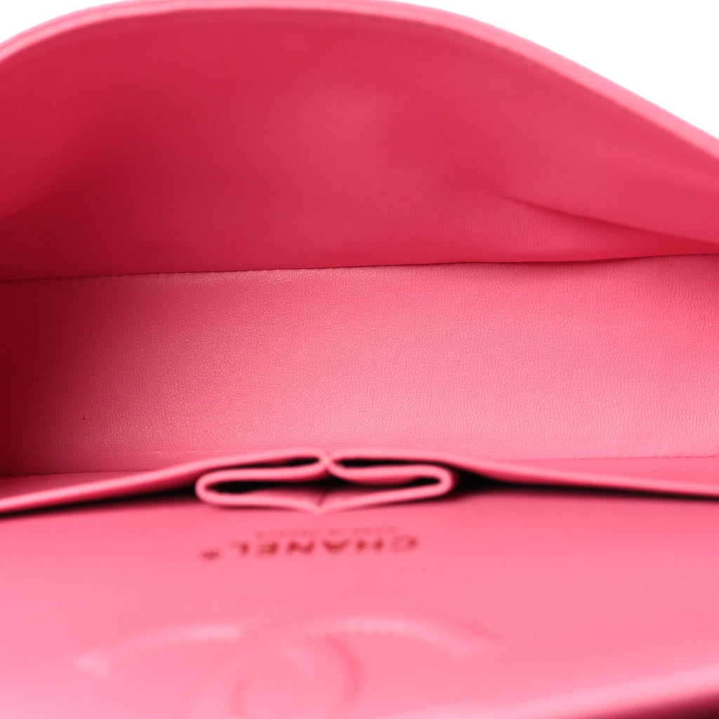 Caviar Quilted Medium Double Flap Pink