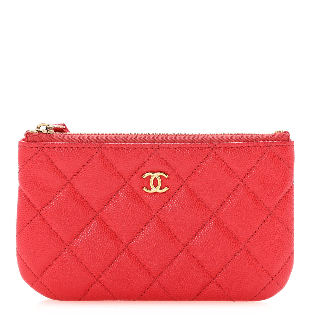 Caviar Quilted Small Cosmetic Case Red