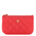 Caviar Quilted Small Cosmetic Case Red