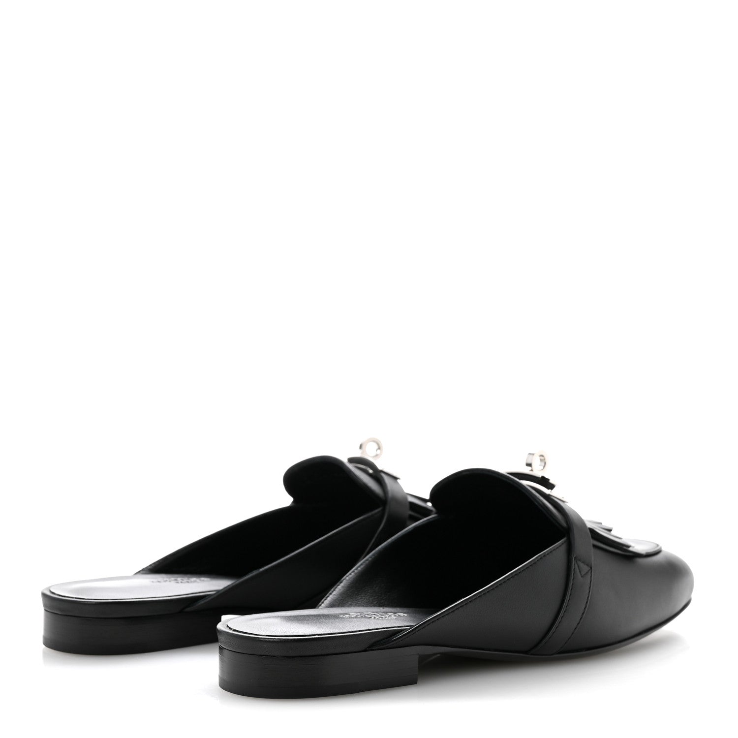 Calfskin Fringe Oz Mules 38.5 Black
