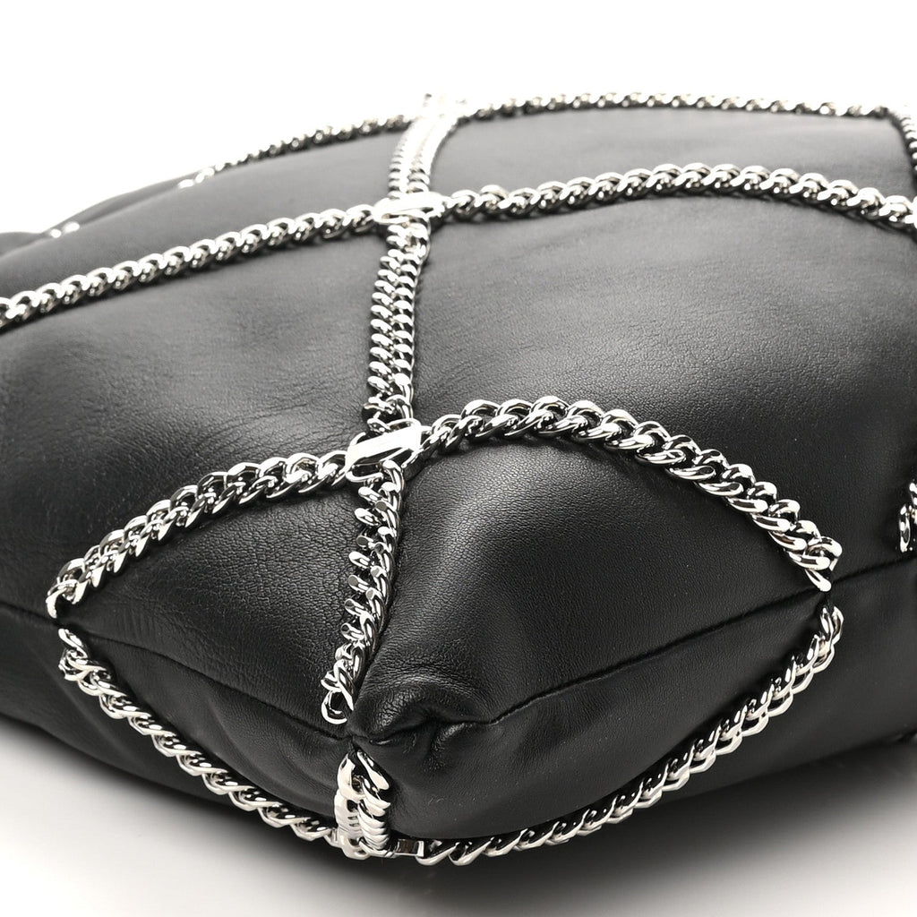 Nappa Chain Drawstring Shoulder Bag Black