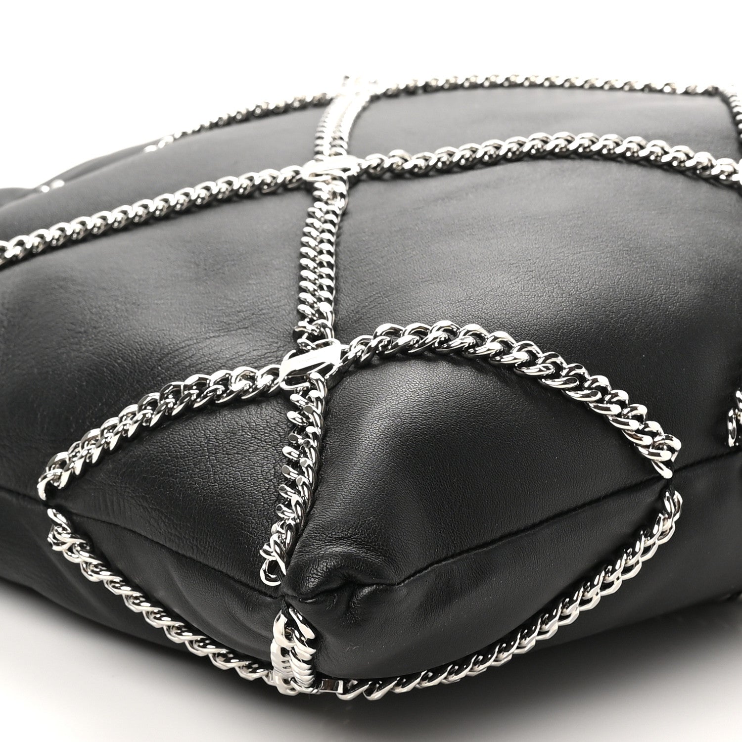 Nappa Chain Drawstring Shoulder Bag Black