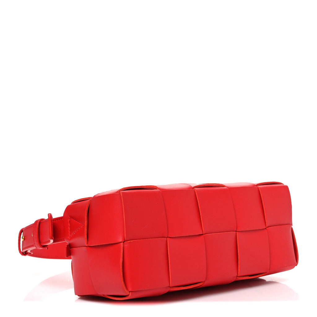 Lambskin Maxi Intrecciato Small Brick Cassette Bag Redstone