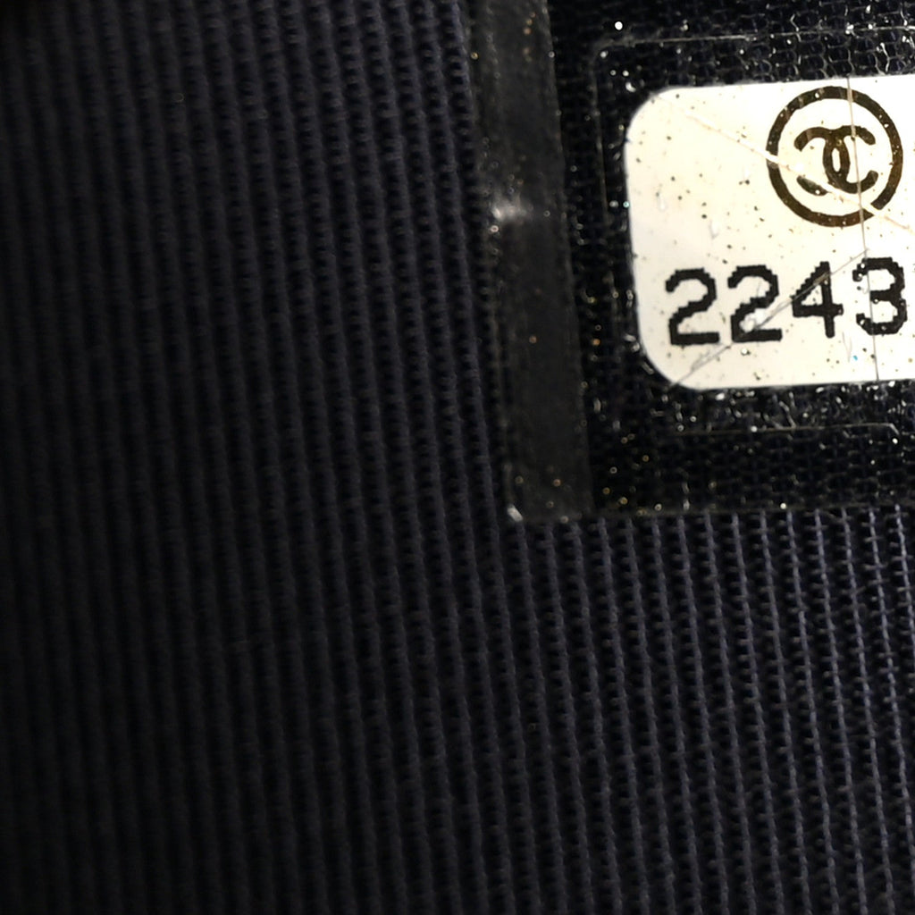 Caviar Chevron Quilted Compact Flap Wallet Navy