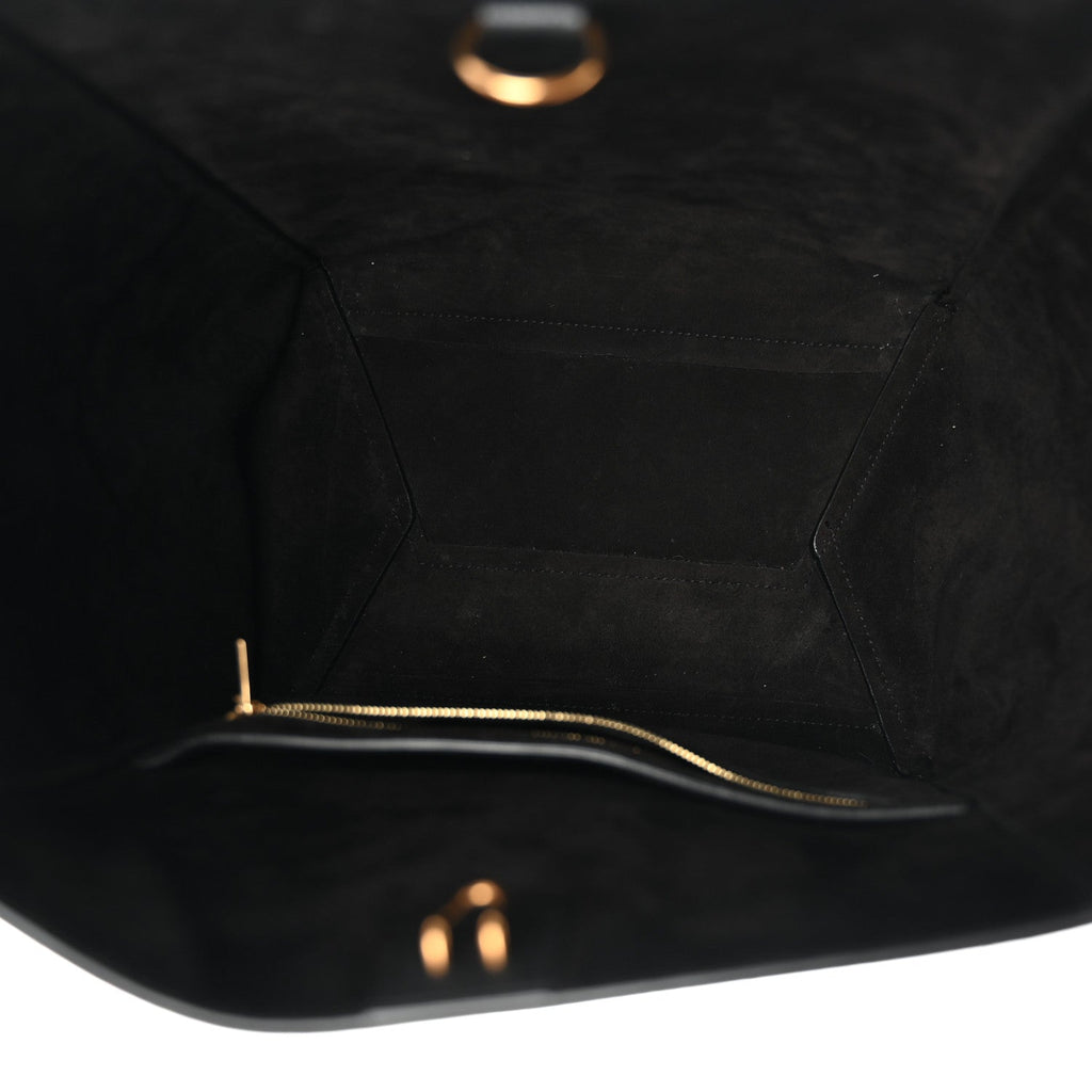 Soft Grained Calfskin Sangle Bucket Bag Black