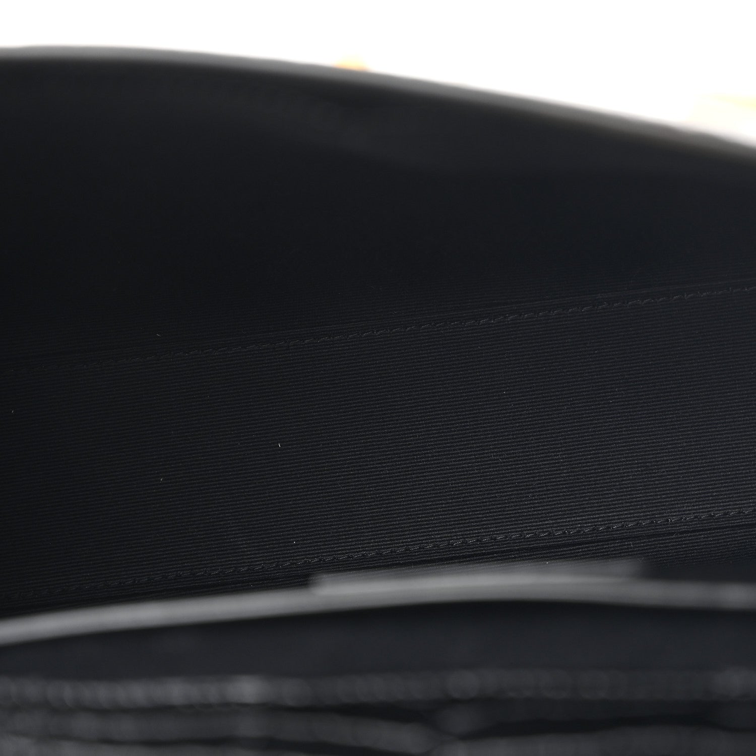 Shiny Calfskin Crocodile Embossed Manhattan Baguette Black