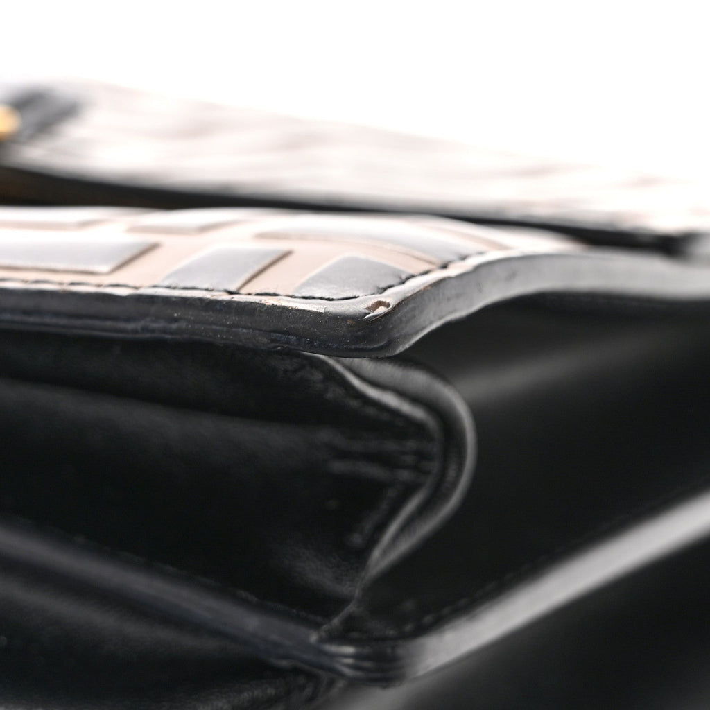 Vitello Liberty Bi-Color FF 1974 Embossed Small Kan U Shoulder Bag Maya Black