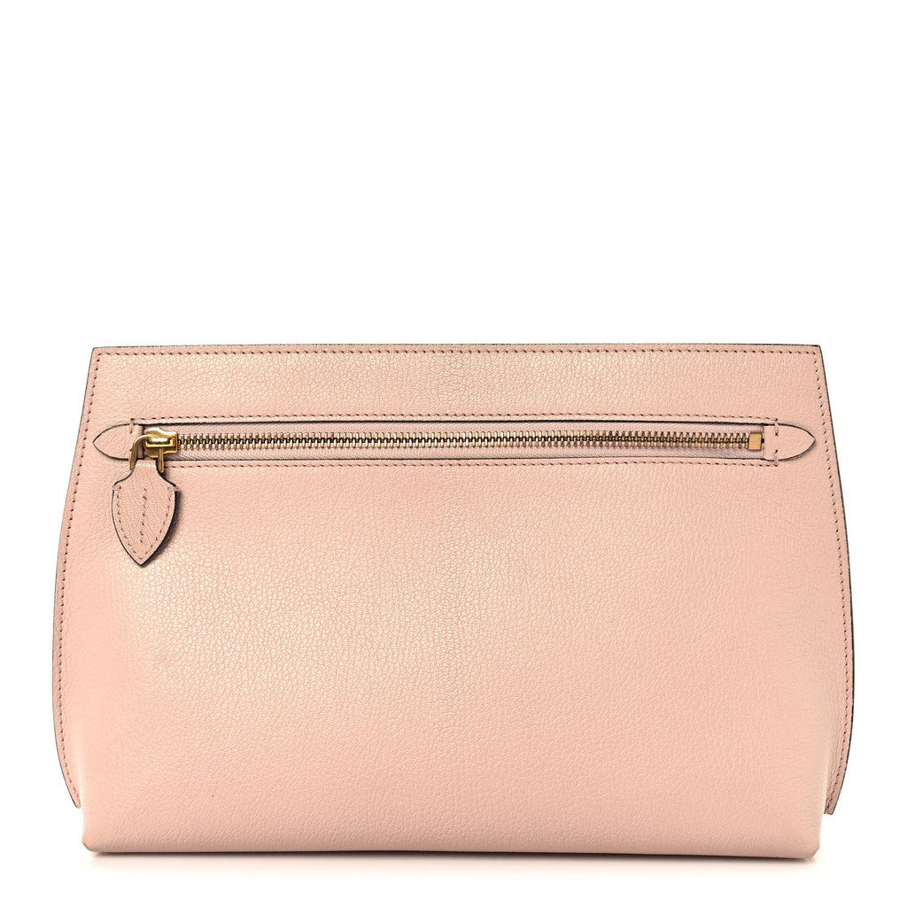 Grainy Calfskin Wristlet Clutch Ash Rose