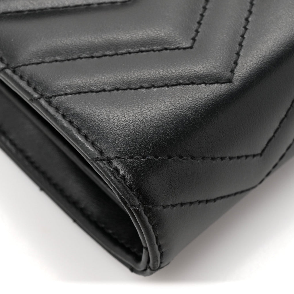 Calfskin Matelasse GG Marmont Chain Wallet Black