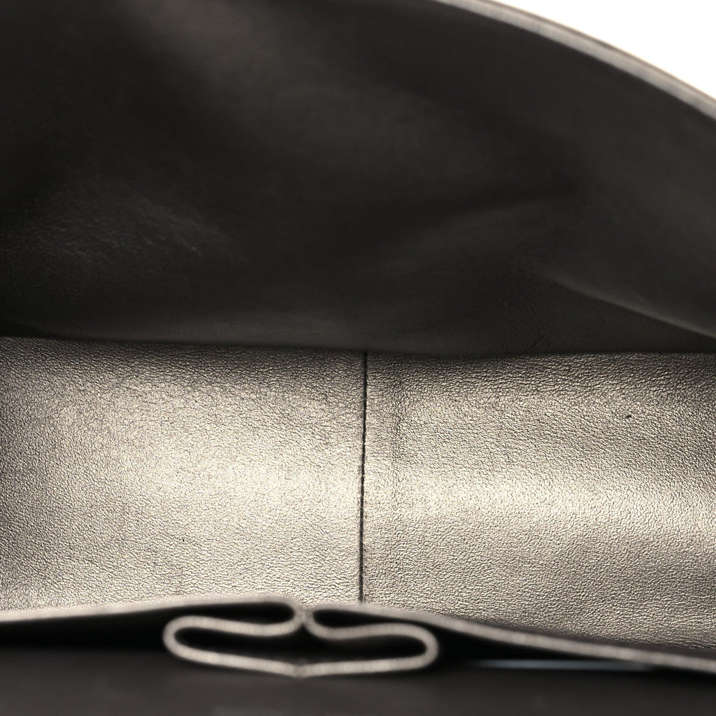 Metallic Lambskin Quilted Jumbo Double Flap Pewter