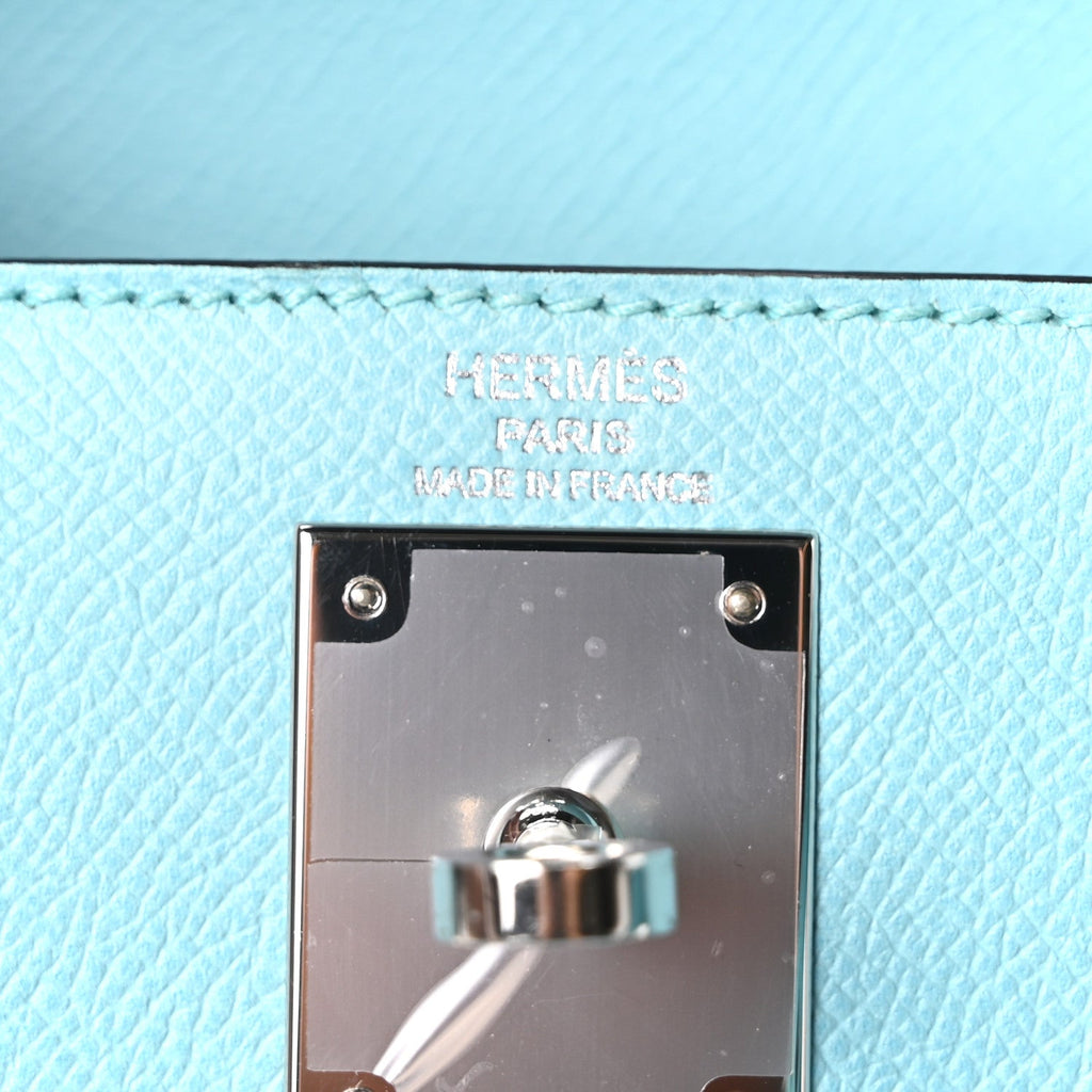Madame Calfskin Kelly Sellier 25 Bleu Du Nord