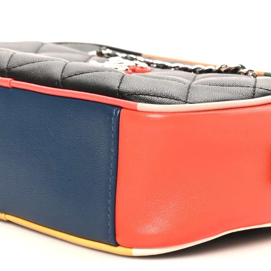 Calfskin Quilted Cuba Camera Bag Black Multicolor