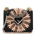 Vitello Century Snakeskin F is Fendi Flower Burst FF Small Kan I Shoulder Bag Black Beige
