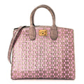 Calfskin Snakeskin Woven The Studio Box Tote Pink Brown