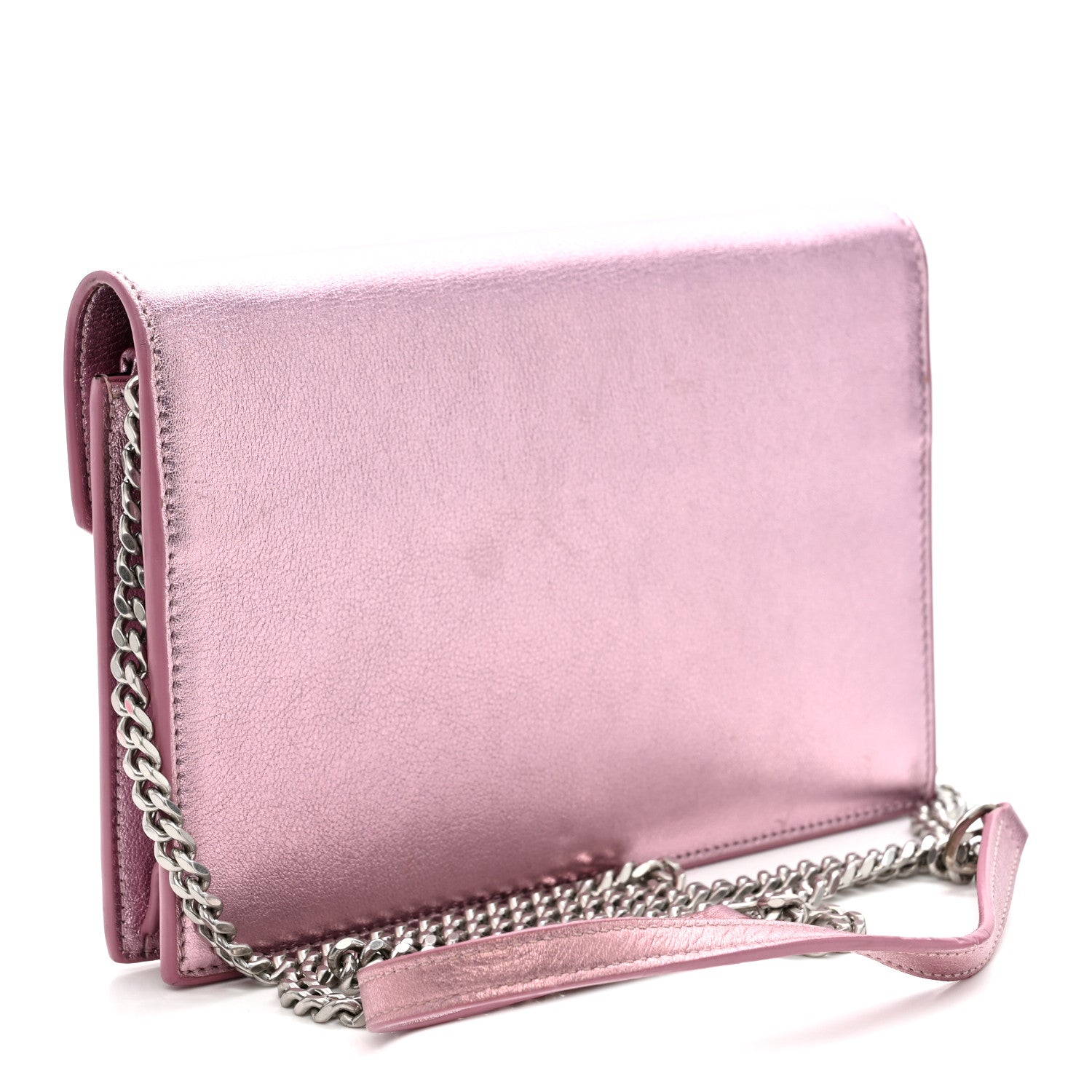 Metallic Calfskin Monogram Envelope Chain Wallet New Azalea