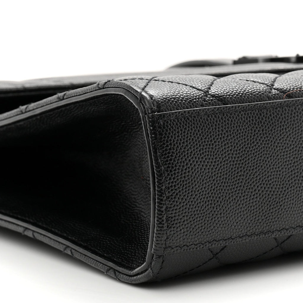 Grain De Poudre Textured Mixed Matelasse Large Triquilt Monogram Monochrome Satchel Black