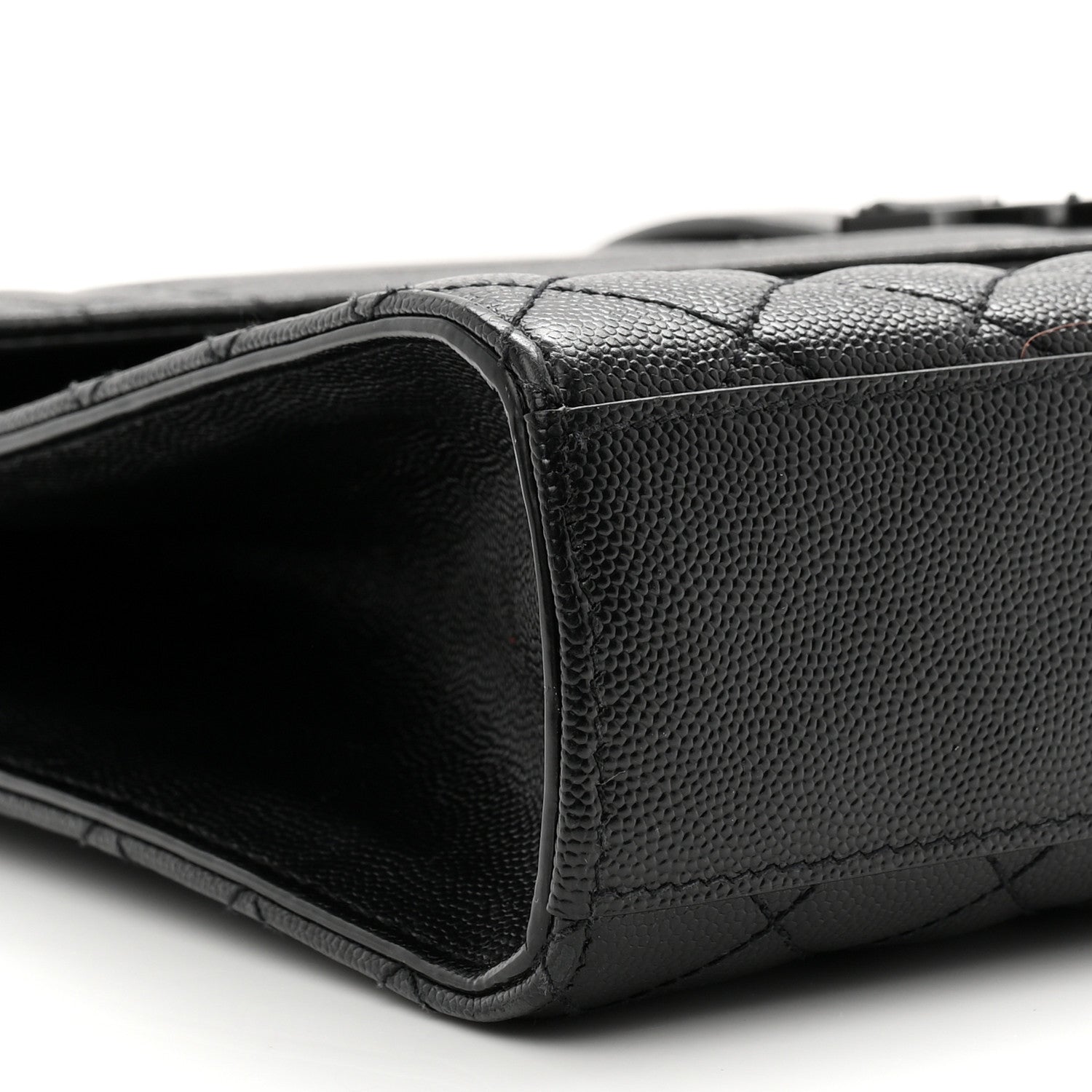 Grain De Poudre Textured Mixed Matelasse Large Triquilt Monogram Monochrome Satchel Black
