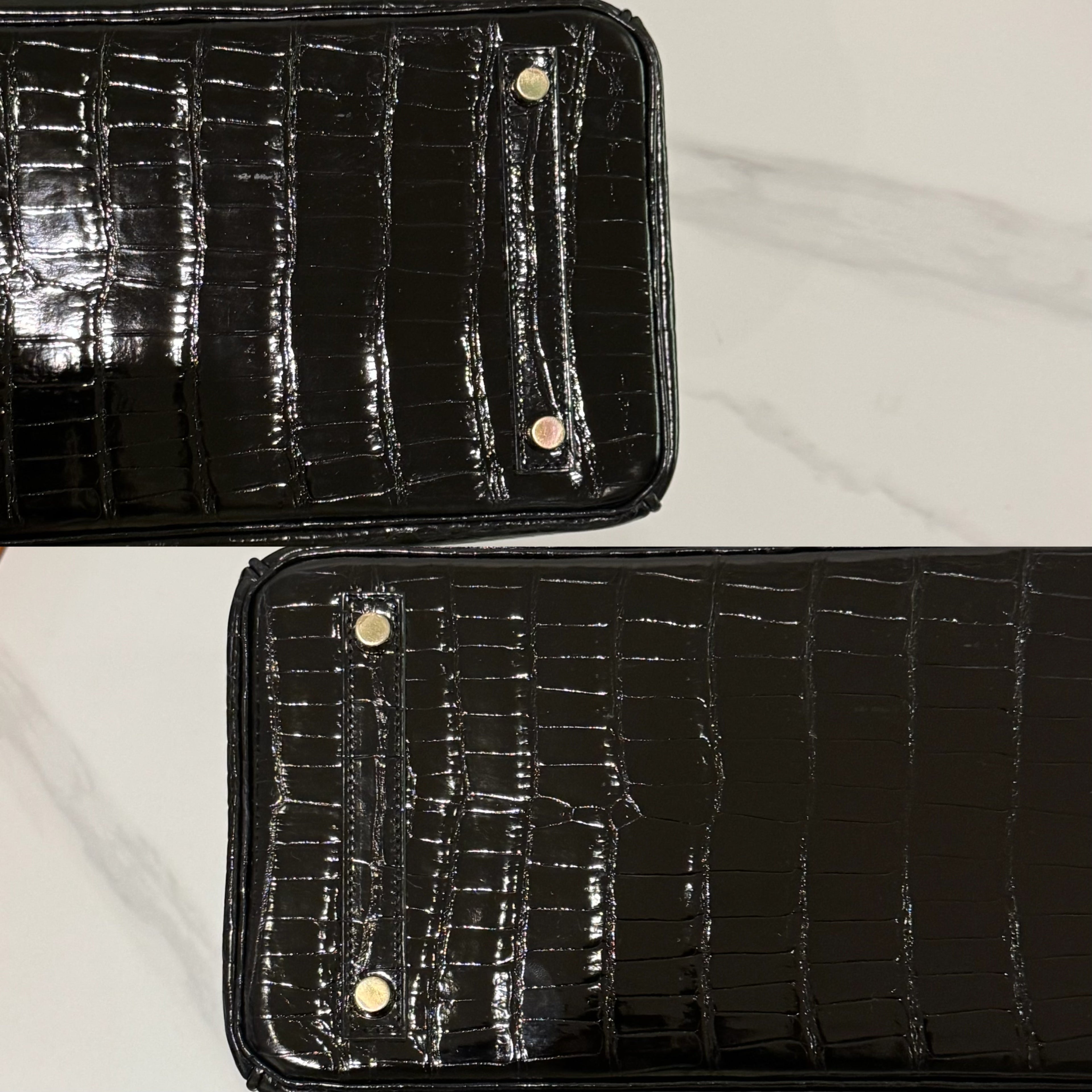 HERMÈS BIRKIN 30 BLACK SHINY CROCODILE GOLD HARDWARE X STAMP