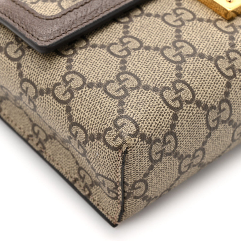 GG Supreme Monogram Calfskin Mini Ophidia Top Handle Bag Beige Ebony New Acero