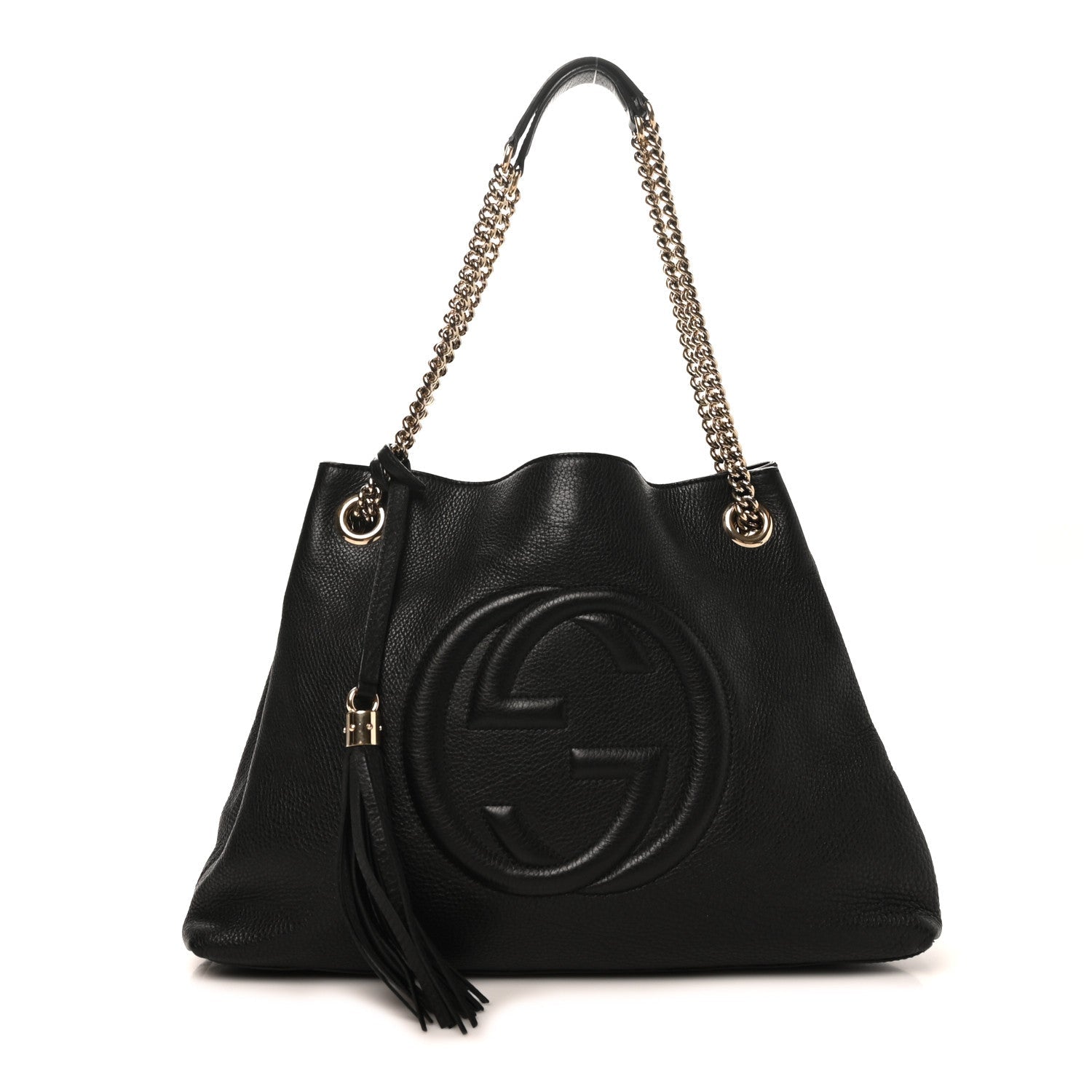 Pebbled Calfskin Medium Soho Chain Shoulder Bag Black