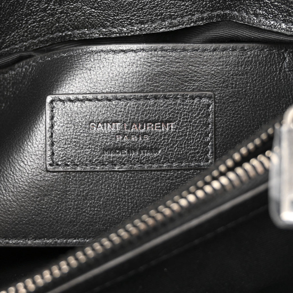 Sheepskin Matelasse Chevron Monogram Medium College Bag Black