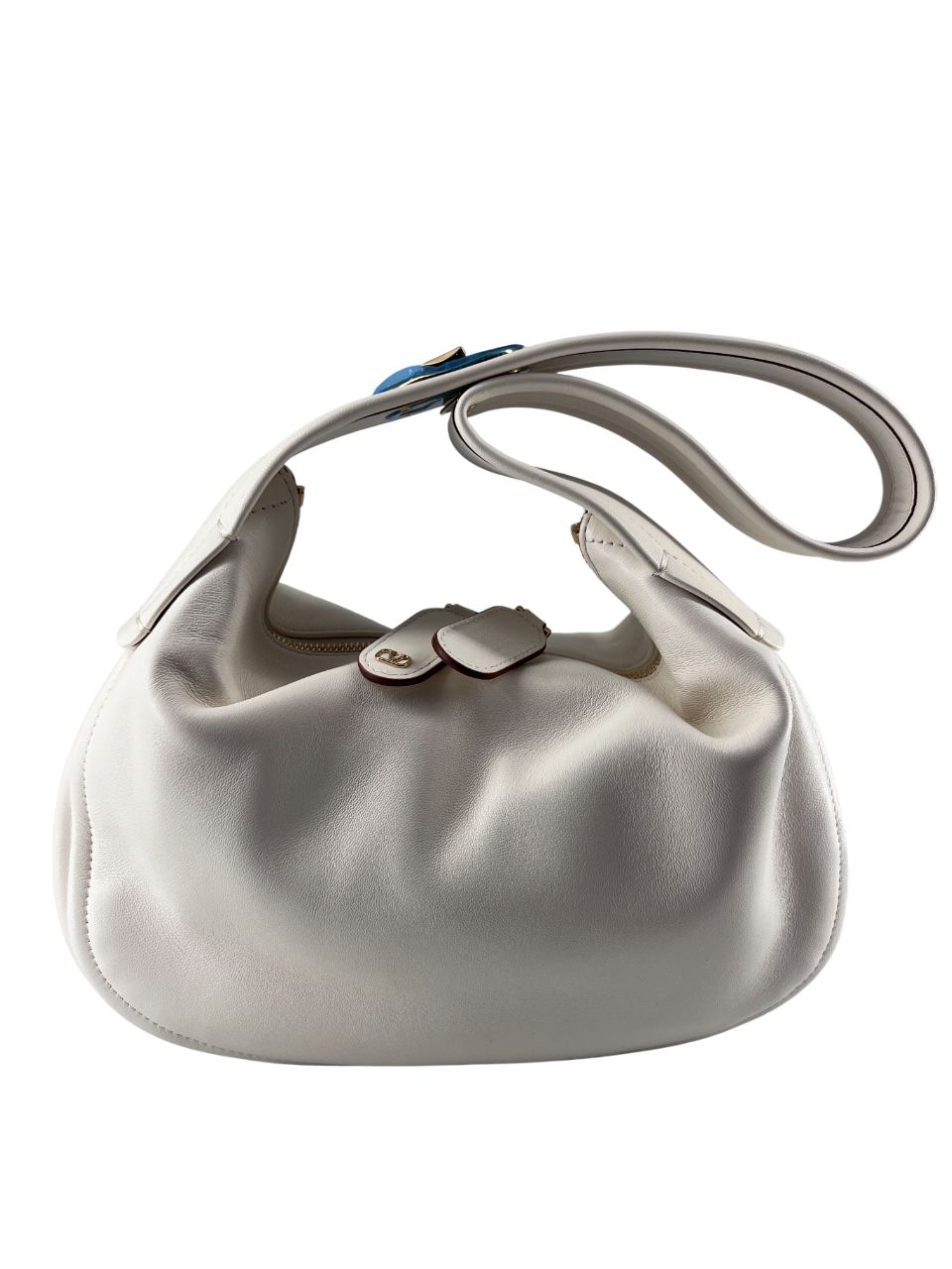 Valentino Garavani Ruffle Shoulder Bag Leather White Leather Shoulder Bag Bag (Authentic  )