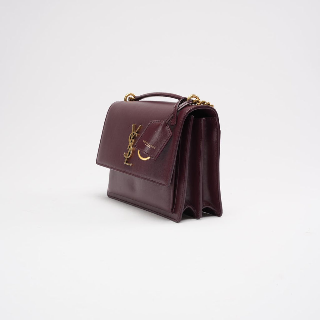 Saint Laurent Burgundy Calfskin Medium Monogram Sunset 2018