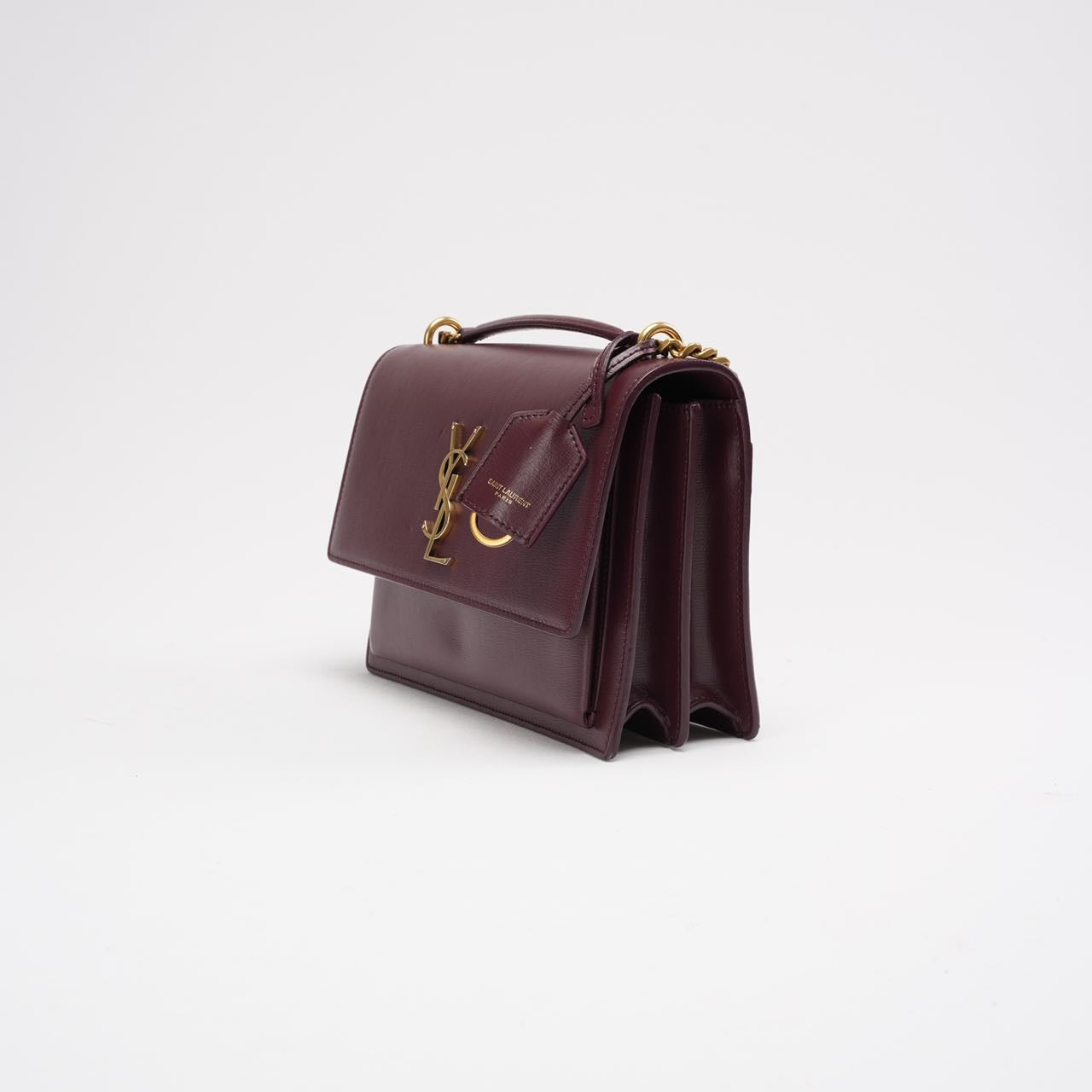 Saint Laurent Burgundy Calfskin Medium Monogram Sunset 2018