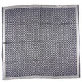 Silk Wool Monogram Denim Shawl Blue