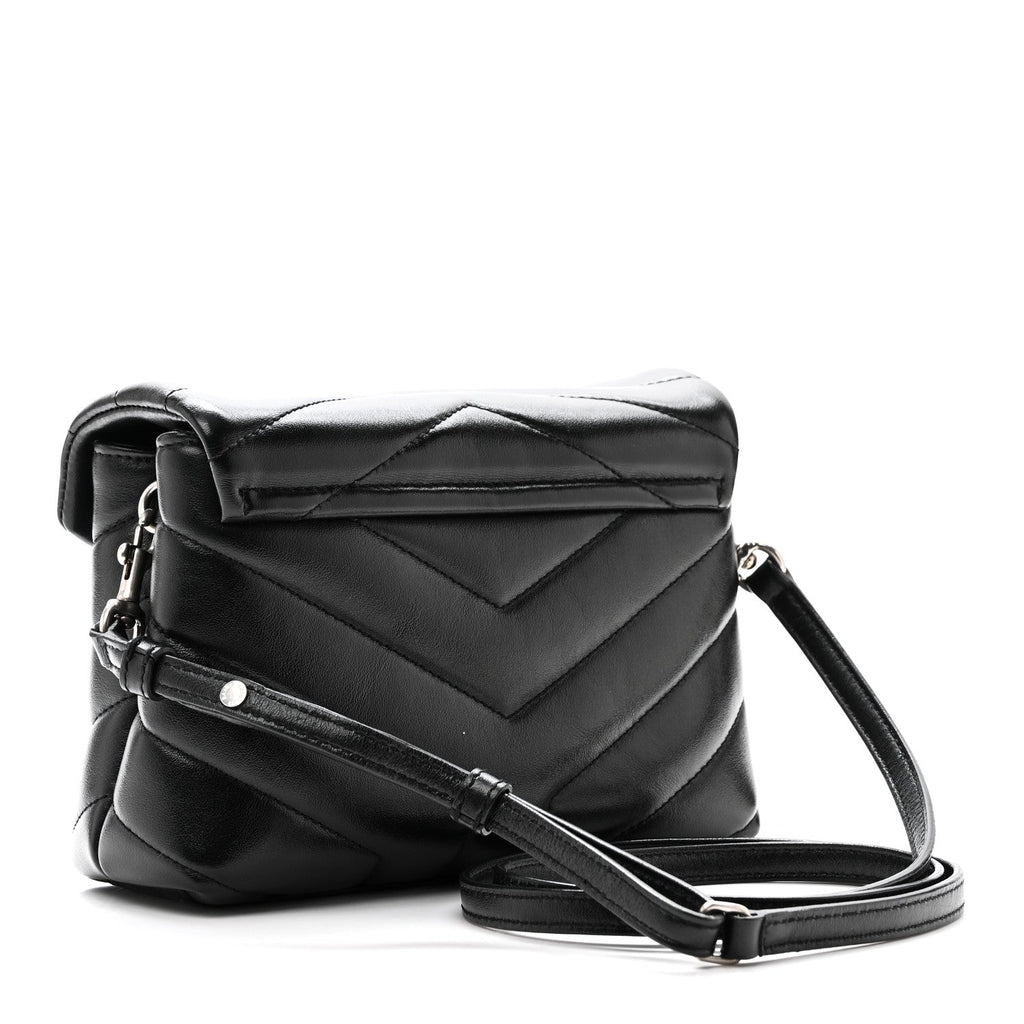 Calfskin Y Quilted Monogram Toy Loulou Crossbody Bag Black