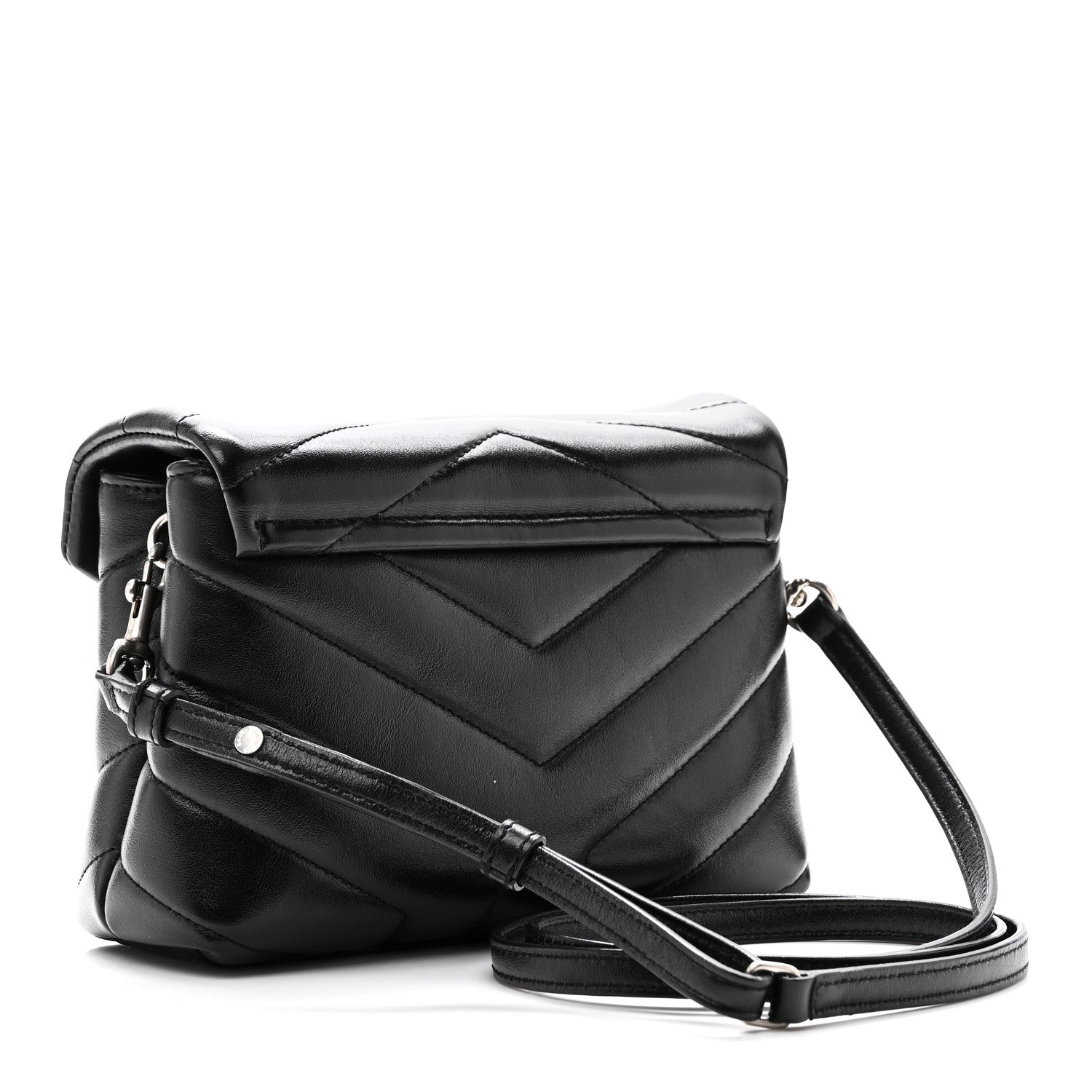 Calfskin Y Quilted Monogram Toy Loulou Crossbody Bag Black