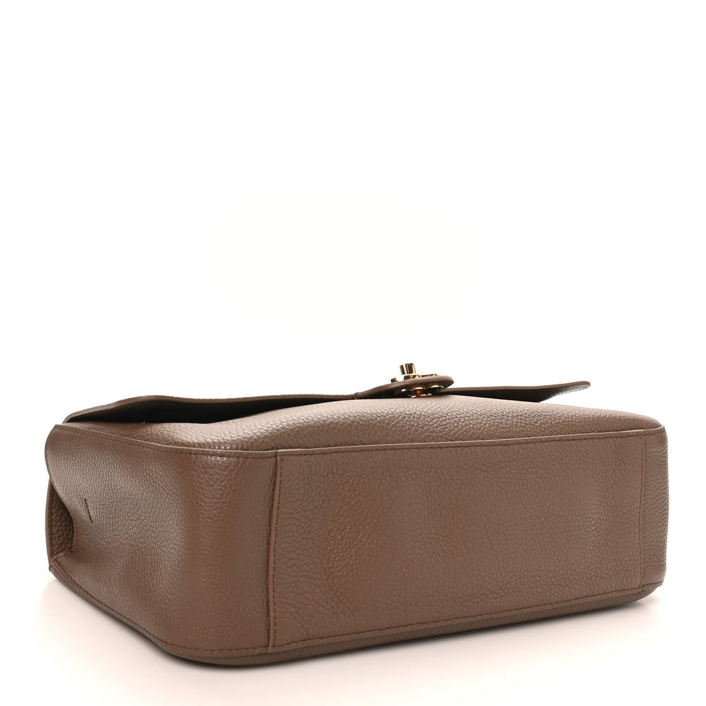 Grained Calfskin Small Souplissimo Maxi Flap Light Brown