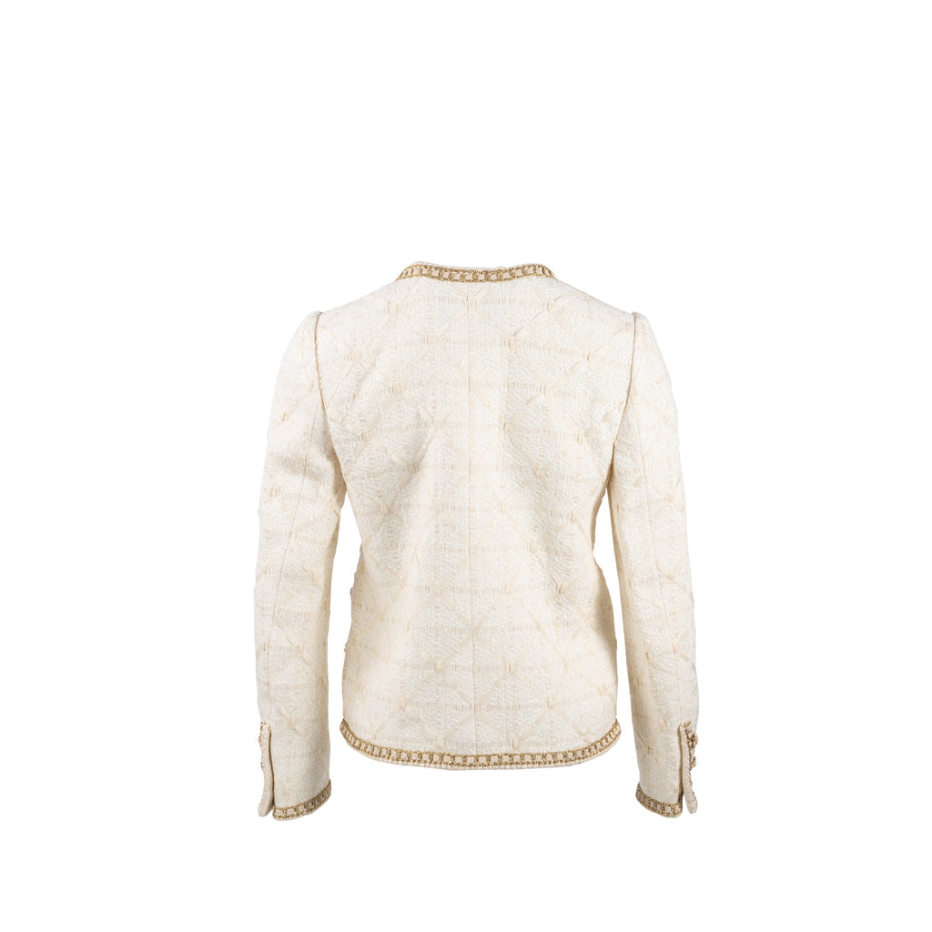 Chanel Size 34 Tweed Jacket White/Gold