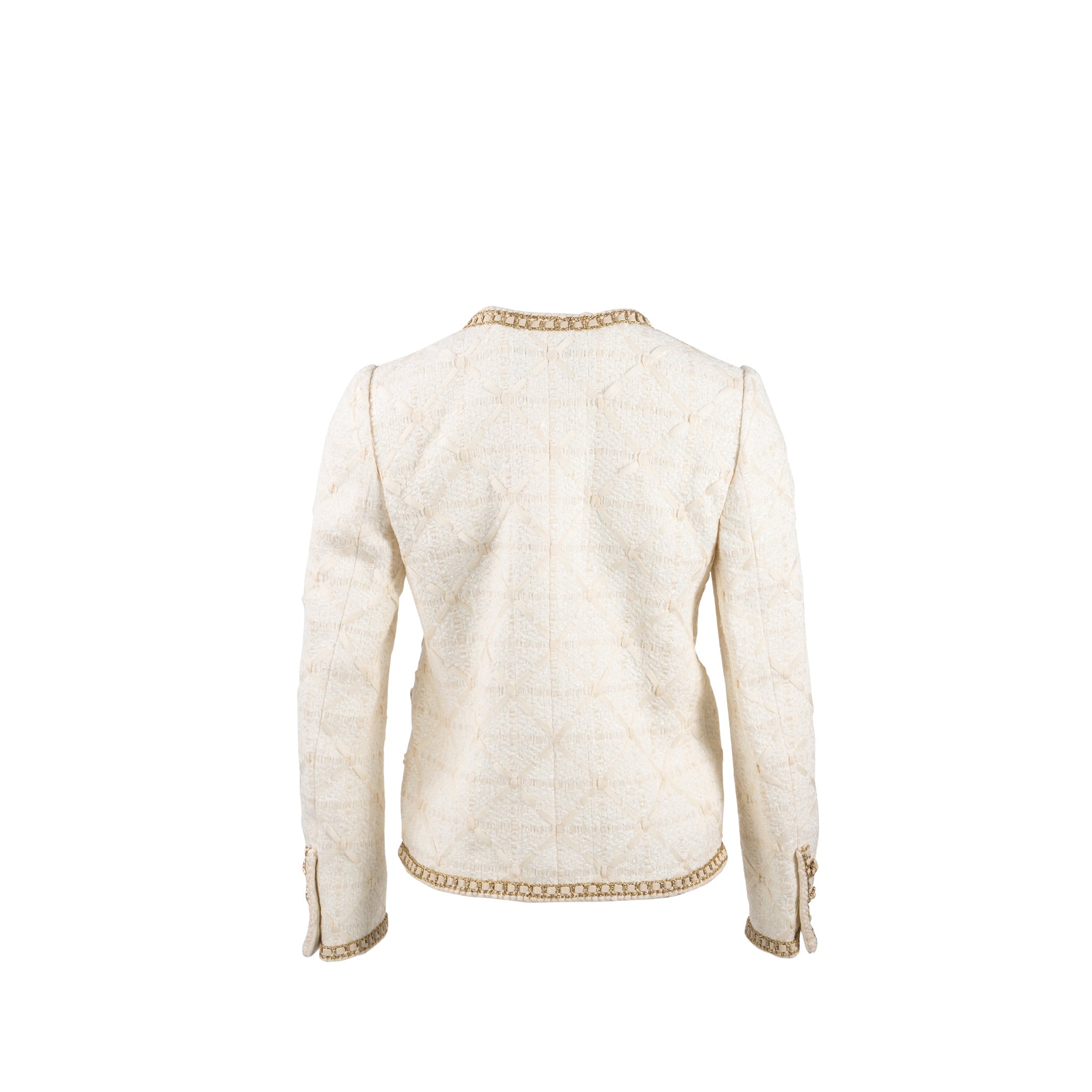 Chanel Size 34 Tweed Jacket White/Gold