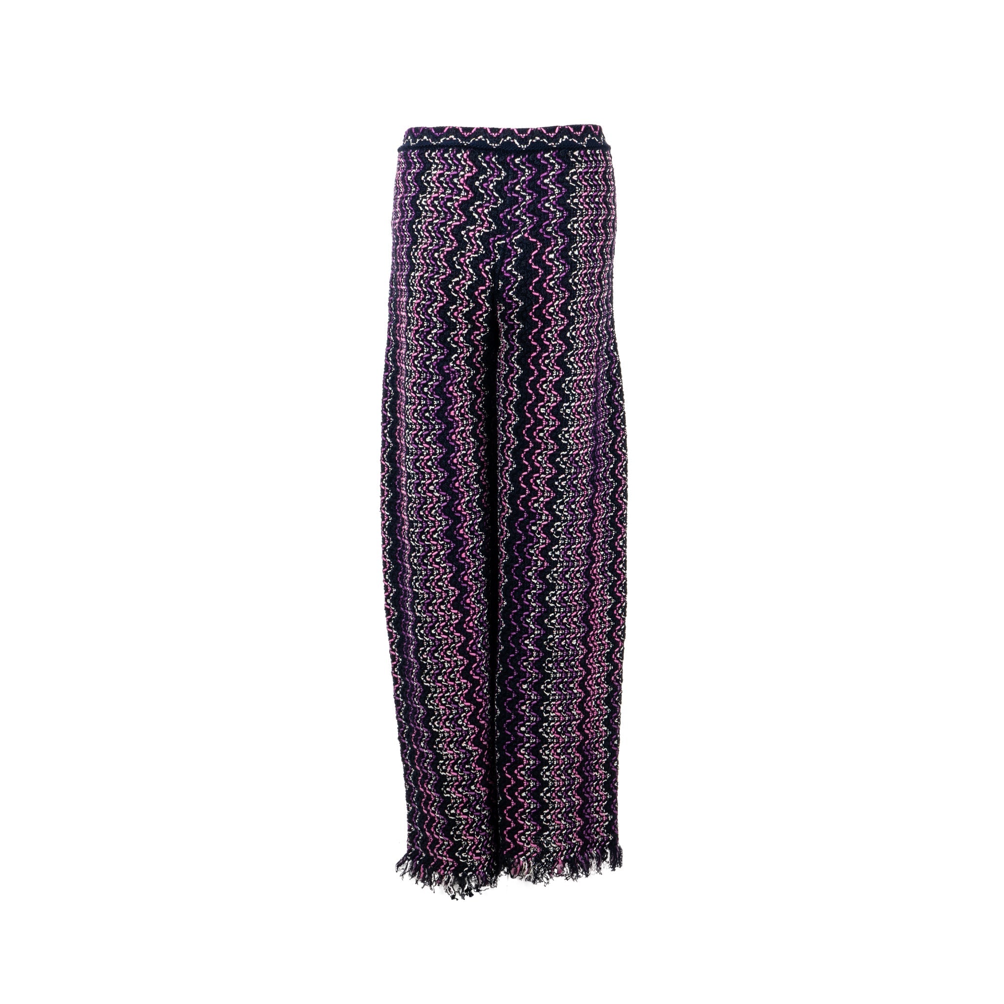 Chanel 21p Size 34 Pants Tweed Navy Blue/Purple/Pink