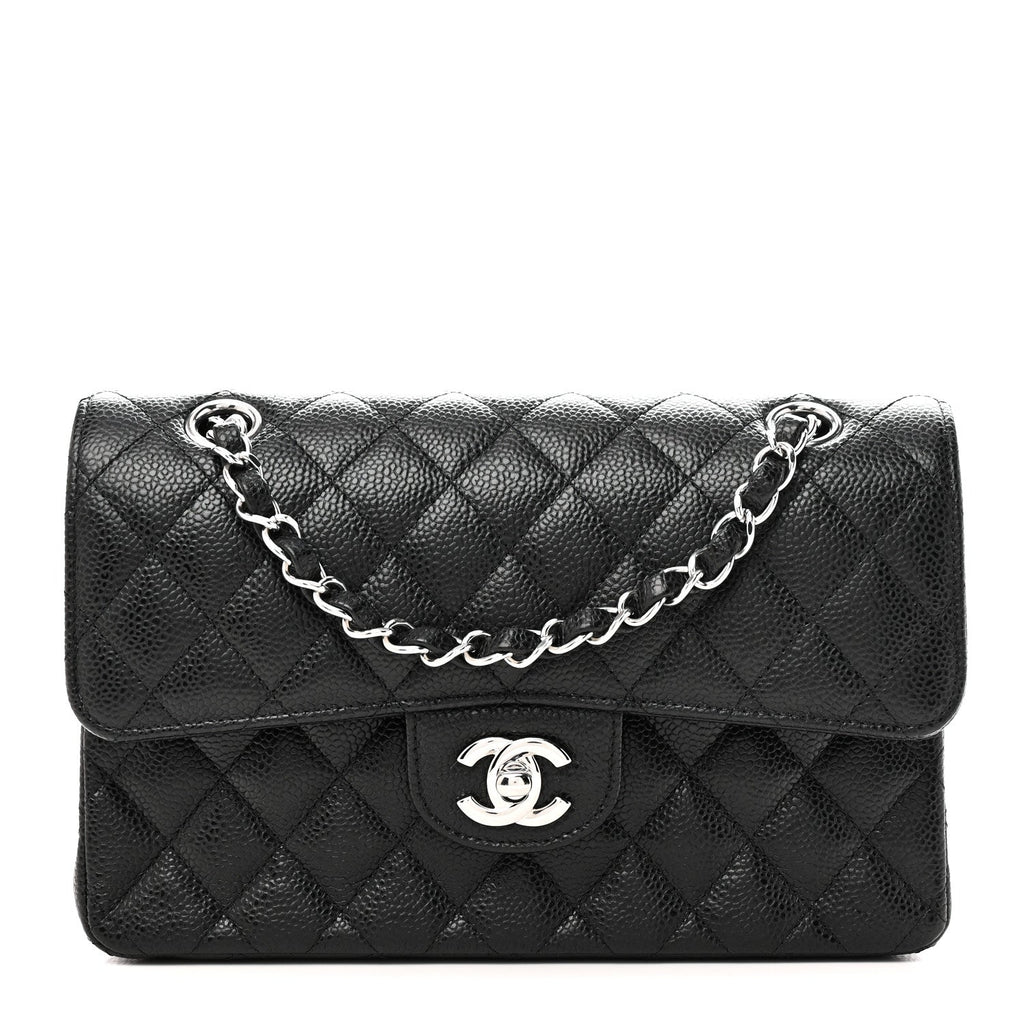Caviar Quilted Small Double Flap Black