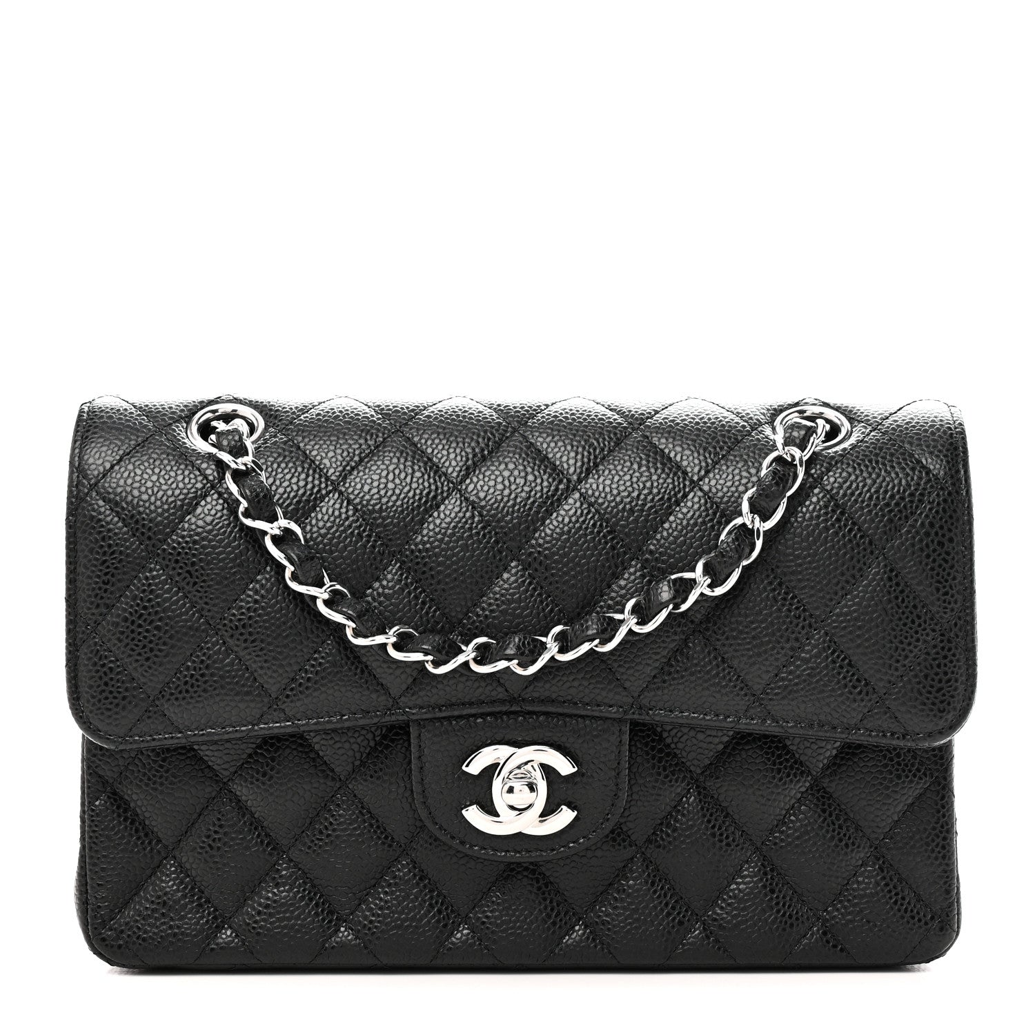 Caviar Quilted Small Double Flap Black